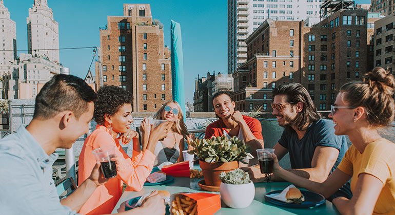Group of friend having lunch